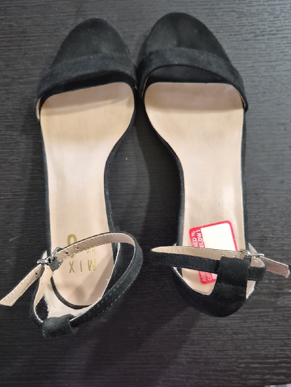 Mix No. 6 Black Suede Ankle-Strap Open-Toe Heels